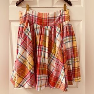 Ralph Lauren Cotton Skirt SZ 14 Madras Plaid